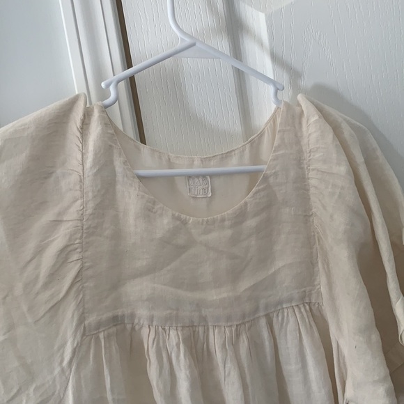 120% Lino Linen Esterino Dress Linen Maxi balloon sleeves bohemian romantic - Picture 5 of 14